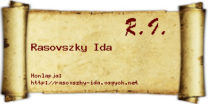 Rasovszky Ida névjegykártya